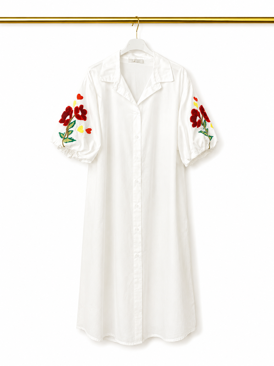 Robe chemise brodée