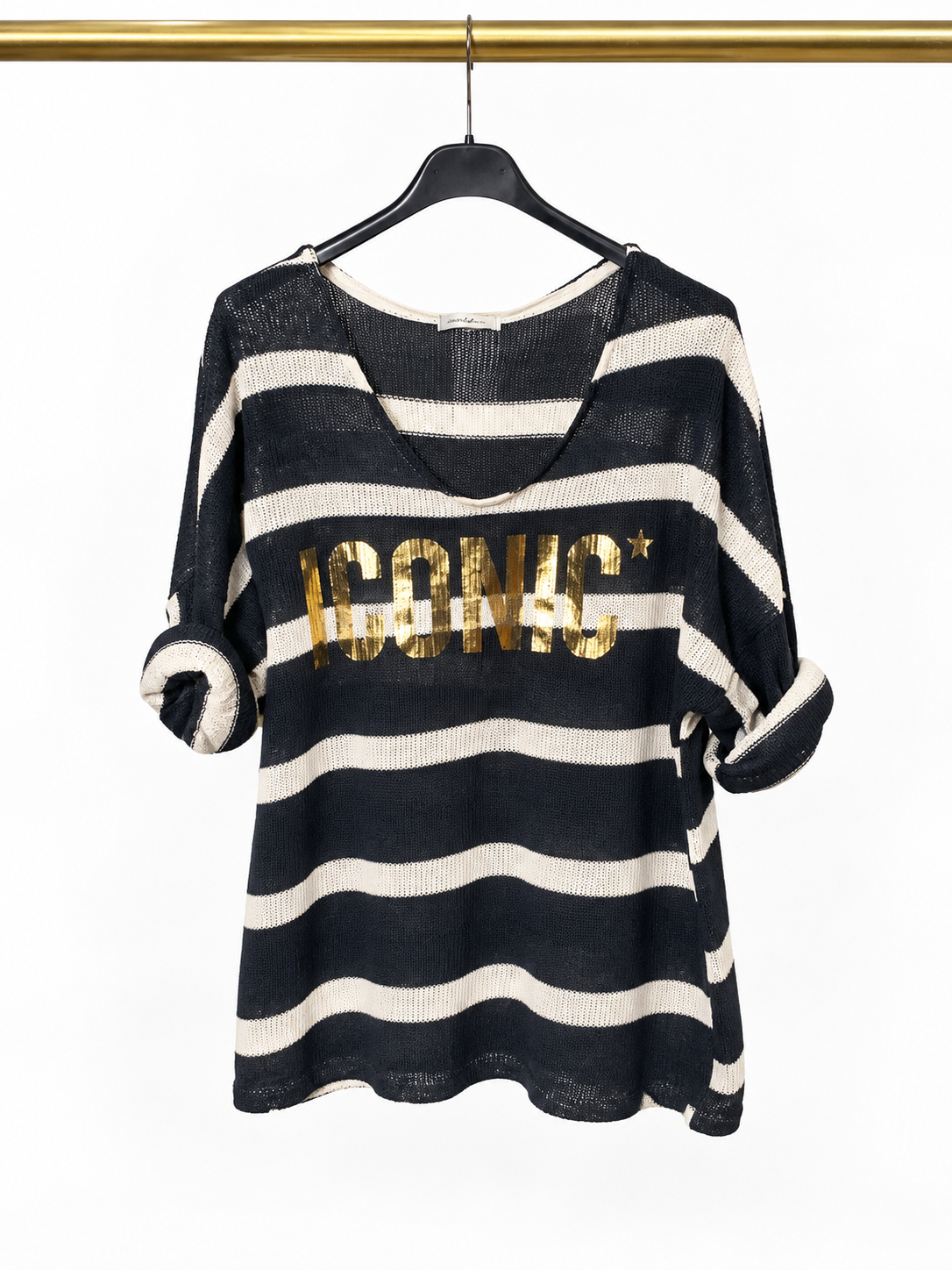 Pull rayé noir et blanc – « ICONIC »