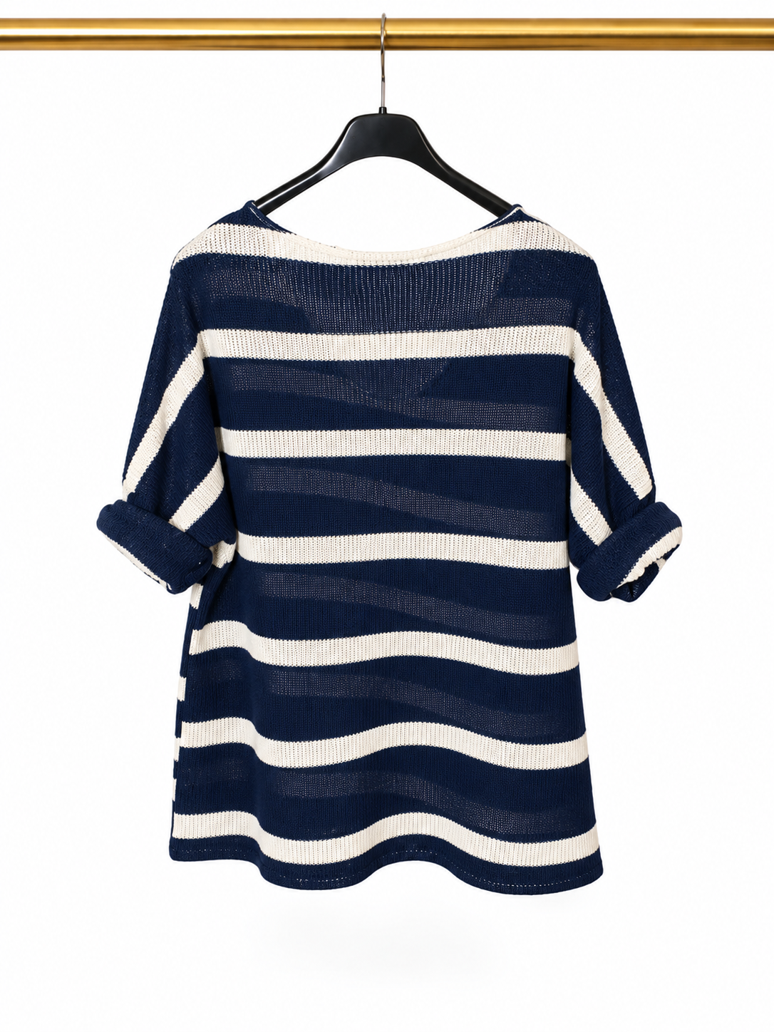 Pull rayé bleu marine et blanc – « ICONIC »