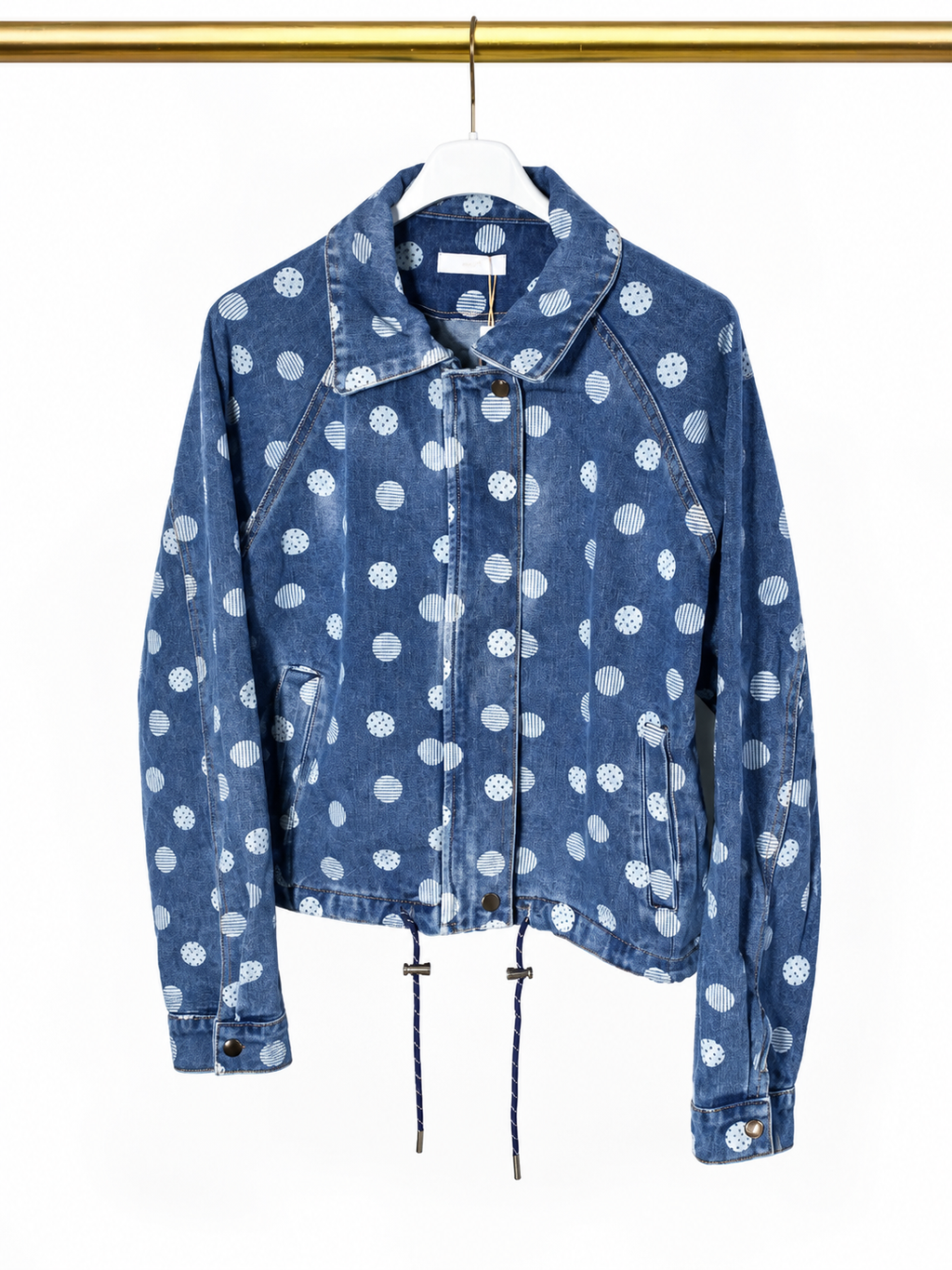 Veste courte en jean à pois 💙✨