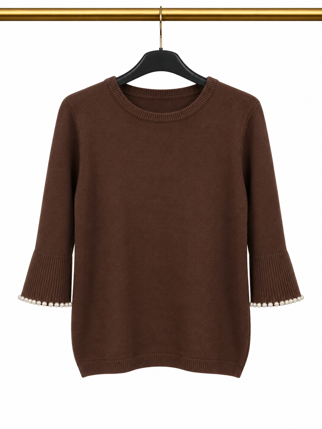 Pull marron avec manches perlées 🤎✨
