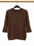 Pull marron avec manches perlées 🤎✨