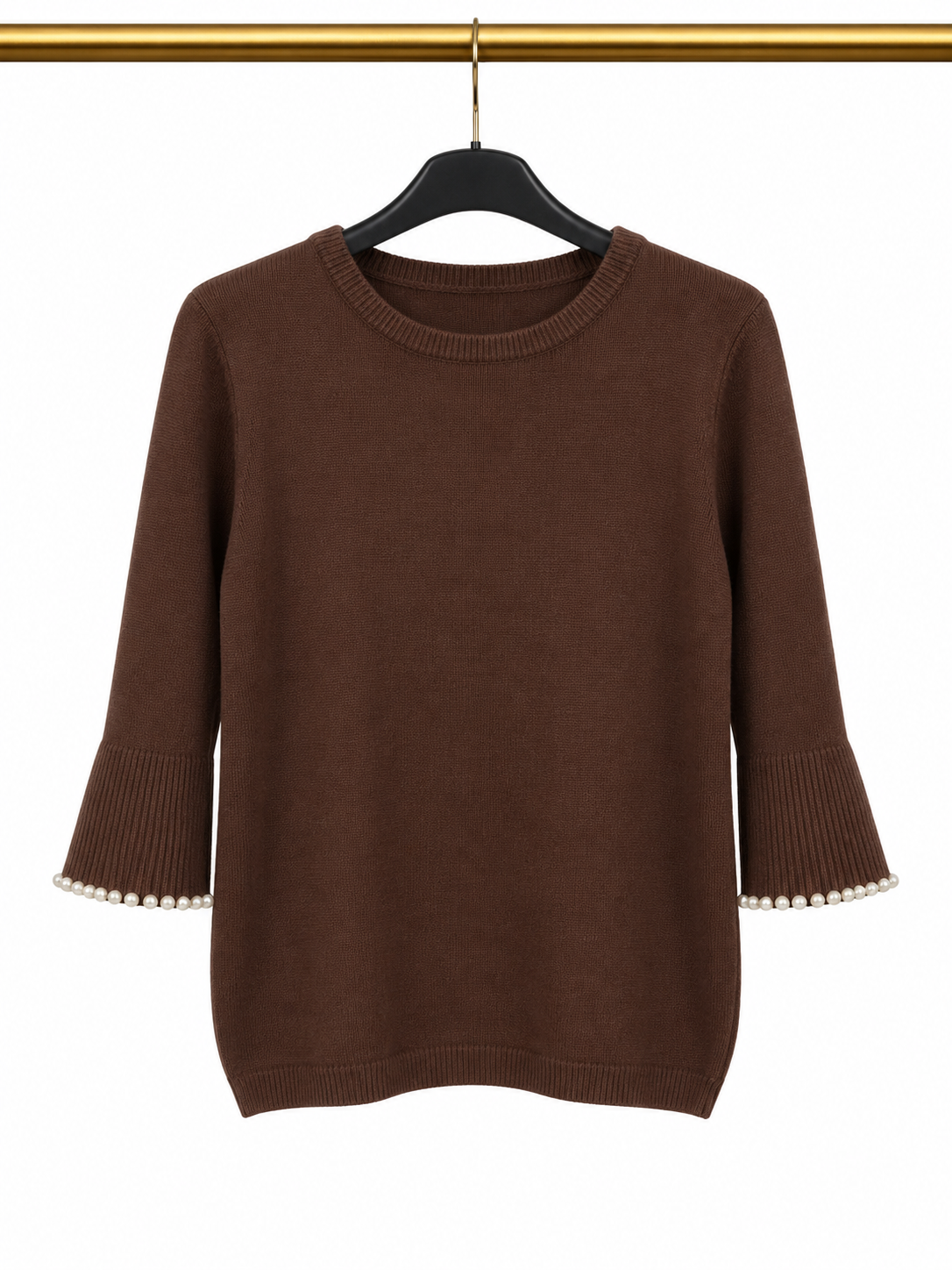Pull marron avec manches perlées 🤎✨