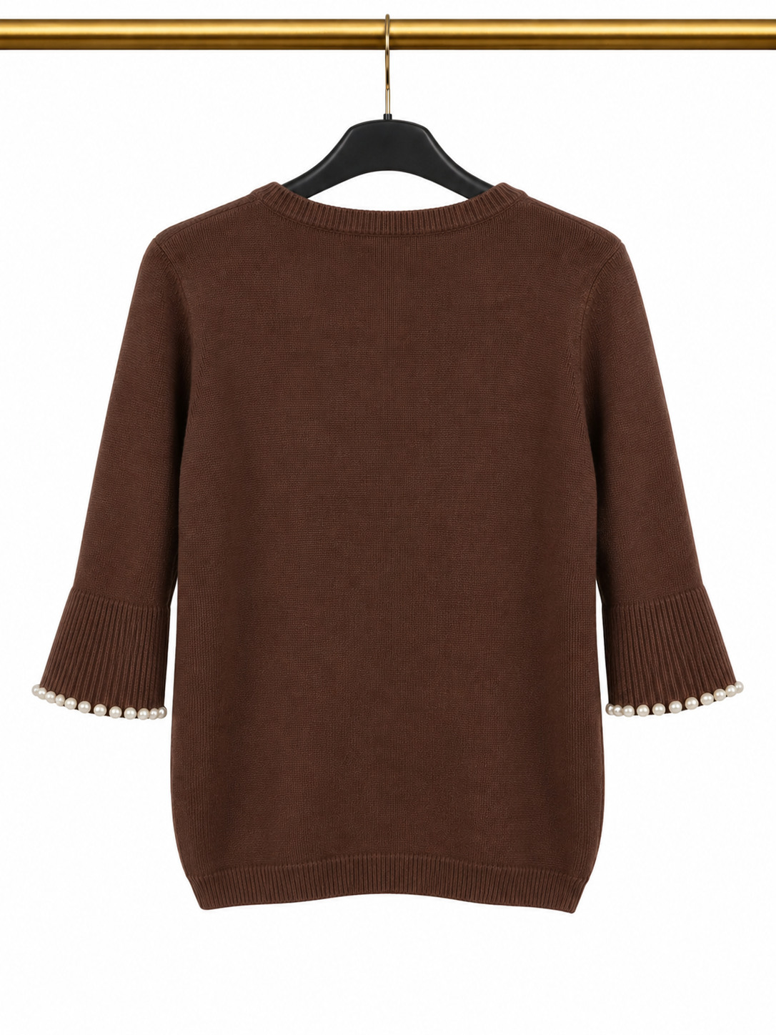 Pull marron avec manches perlées 🤎✨