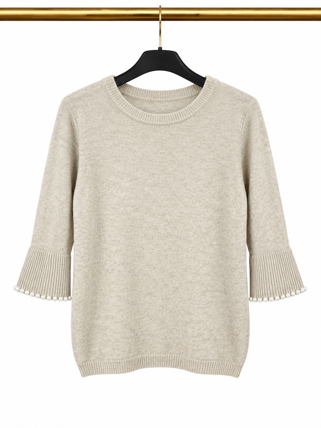 Pull beige avec manches perlées 🤎✨