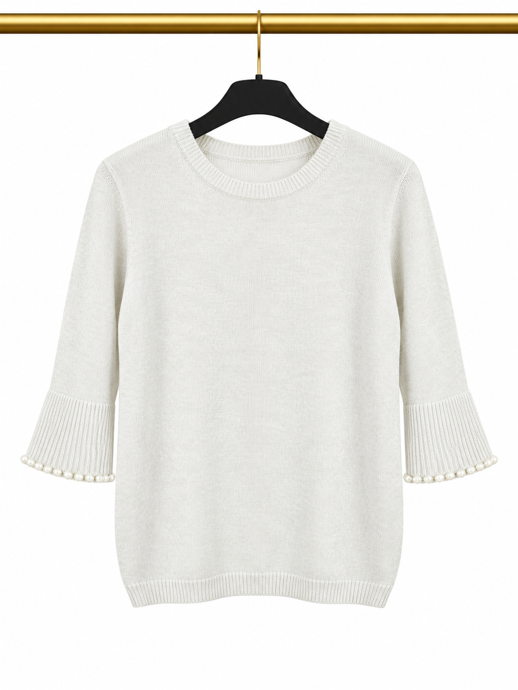 Pull blanc avec manches perlées 🤍✨