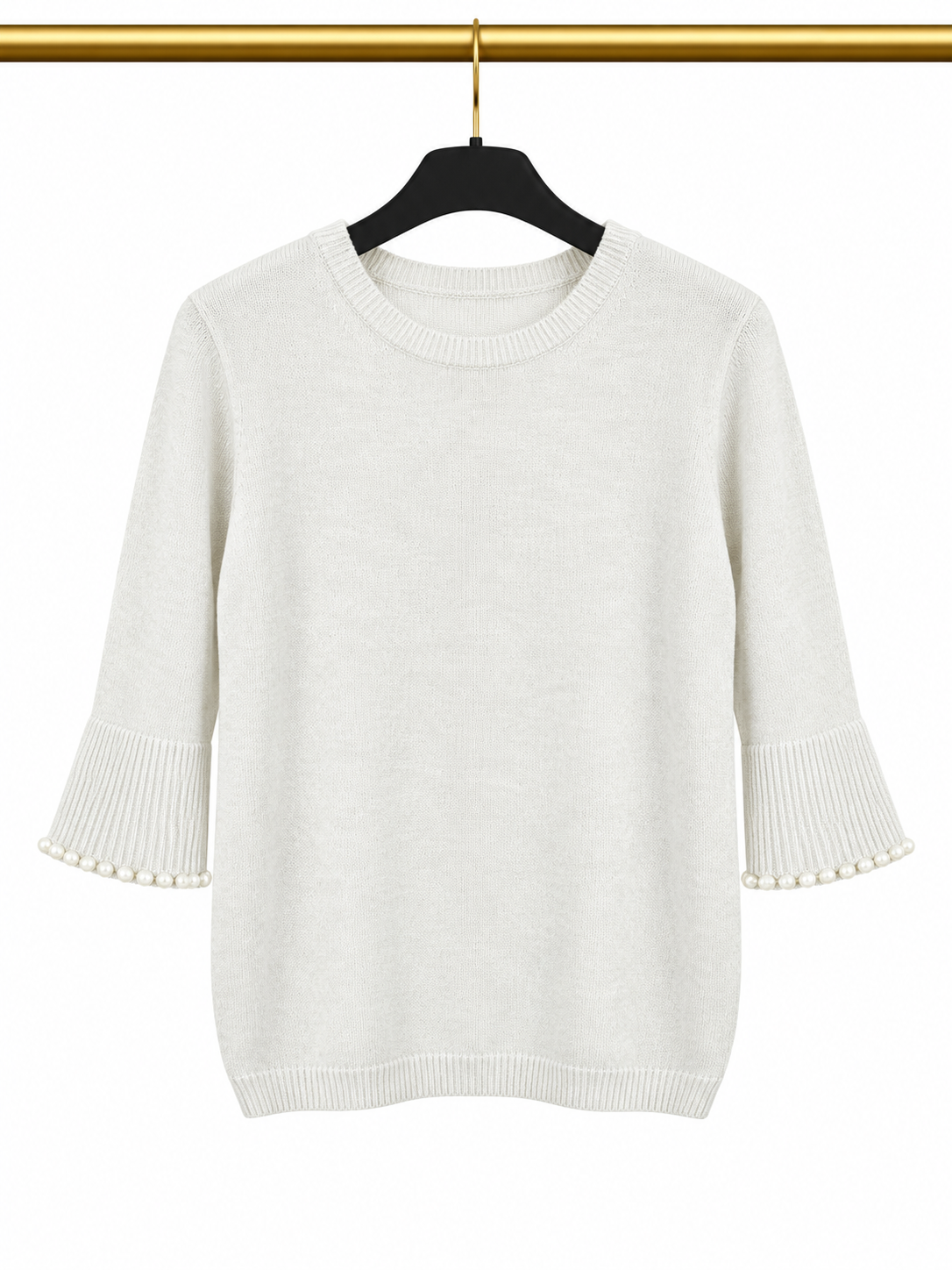 Pull blanc avec manches perlées 🤍✨