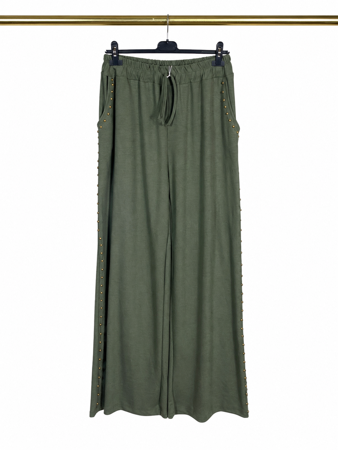 Pantalon fluide kaki à boutons dorés ✨🌿