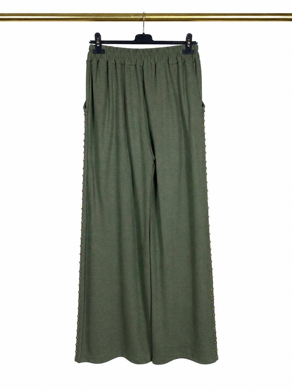 Pantalon fluide kaki à boutons dorés ✨🌿