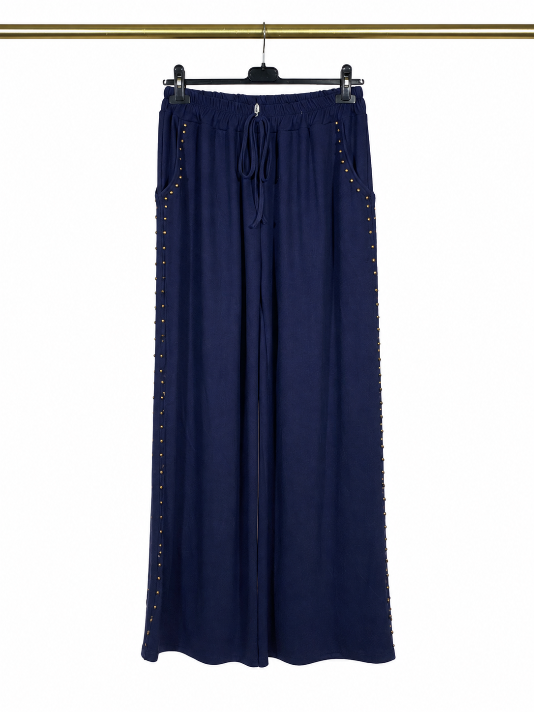 Pantalon fluide bleu marine à boutons dorés ✨💙