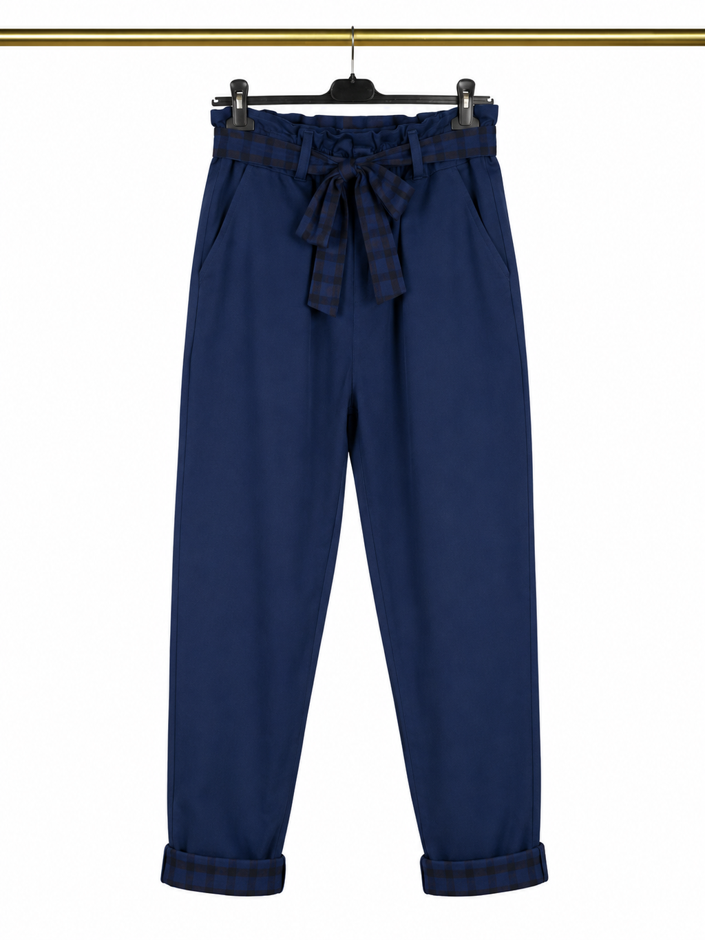 Pantalon bleu marine à détails carreaux 🎀