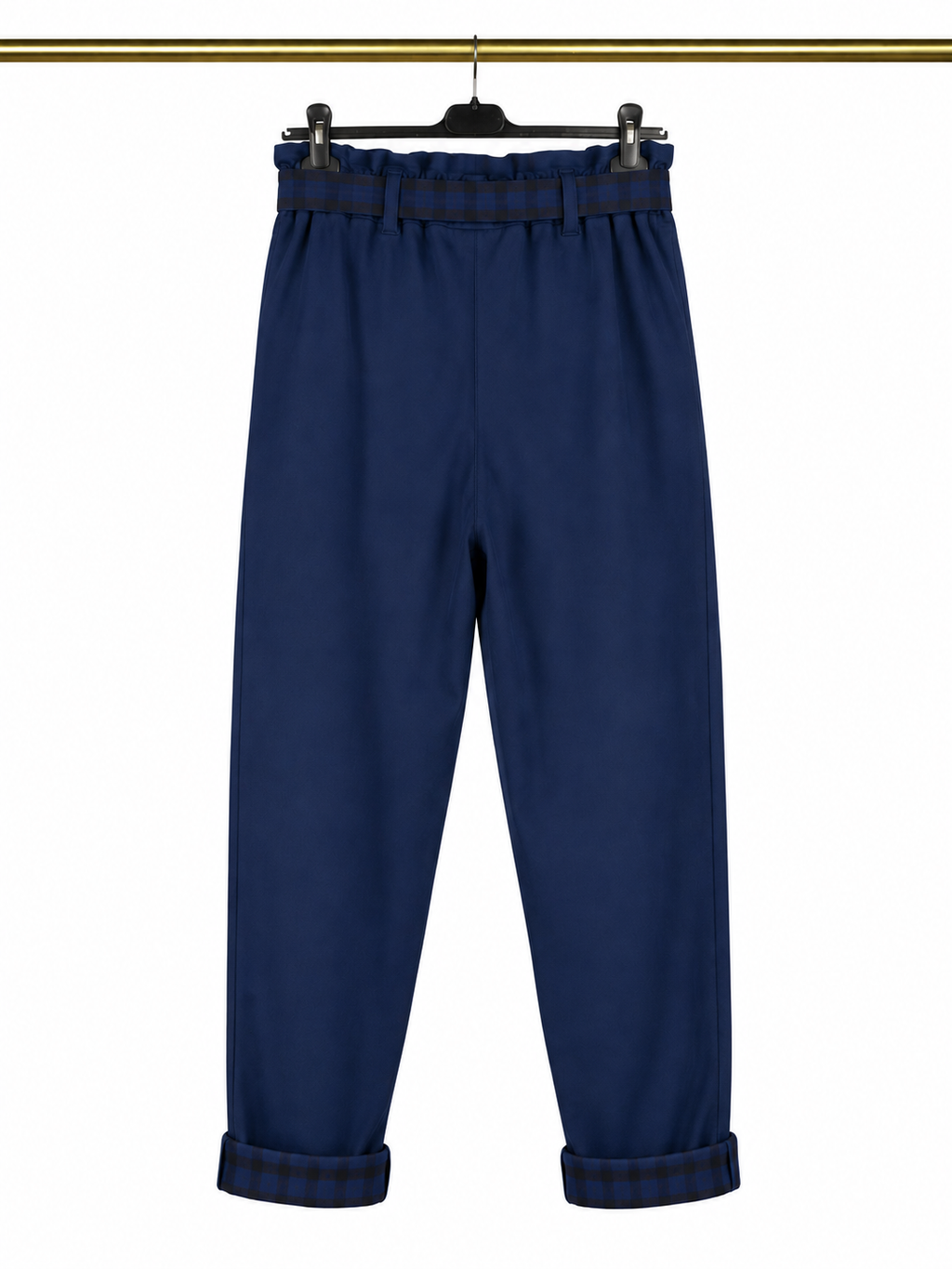 Pantalon bleu marine à détails carreaux 🎀