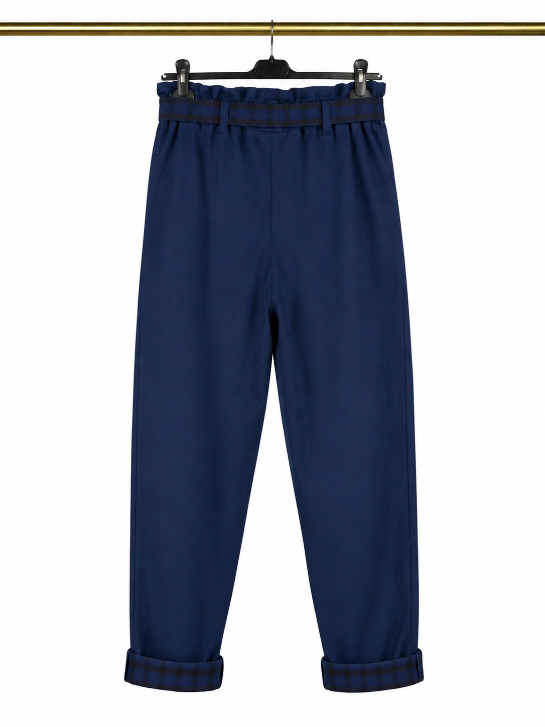 Pantalon bleu marine à détails carreaux 🎀