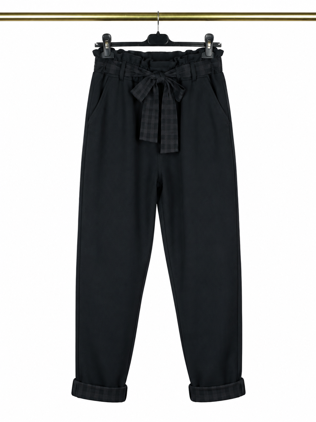 Pantalon noir à détails carreaux 🎀