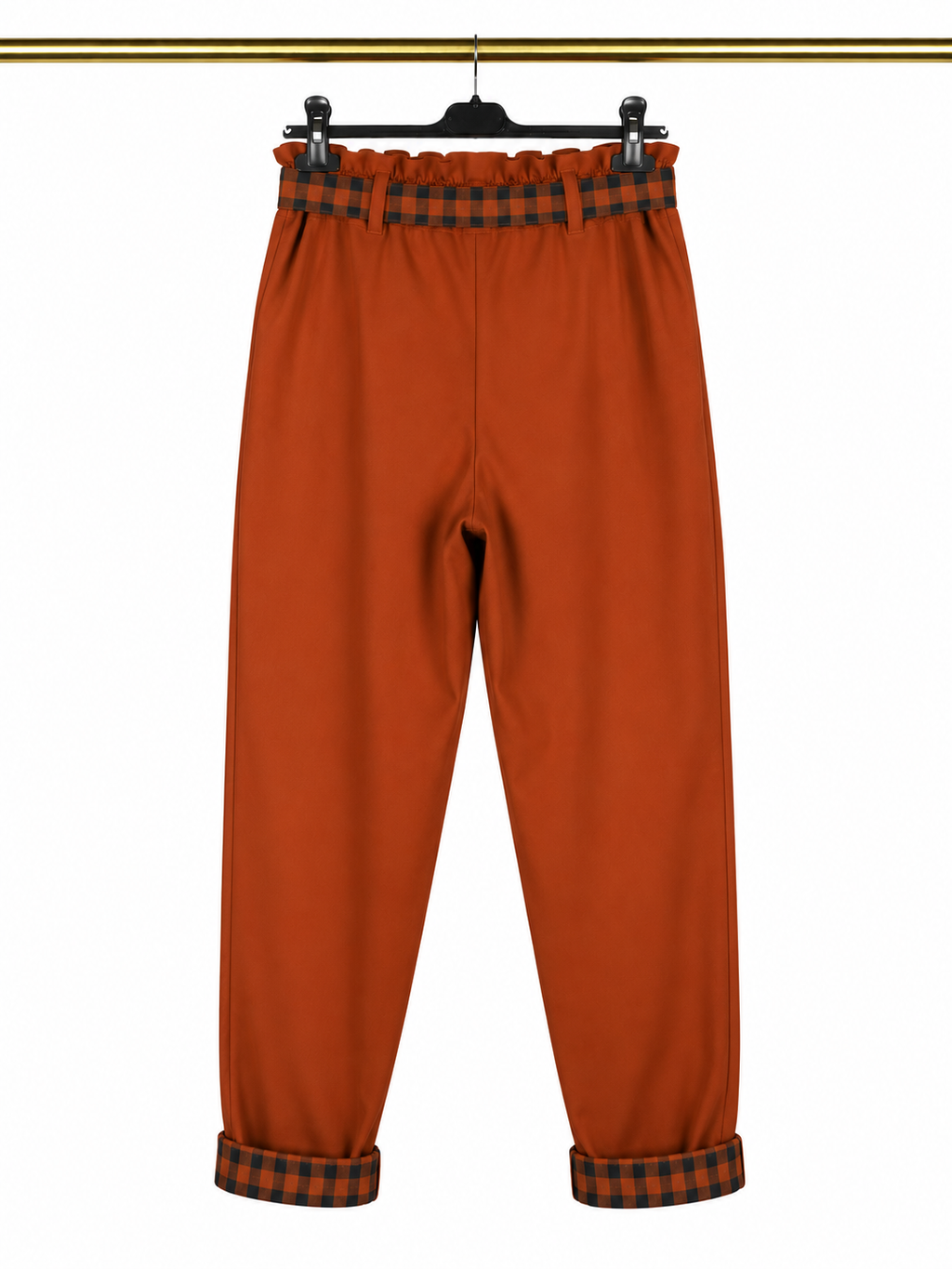Pantalon orange à détails carreaux 🎀