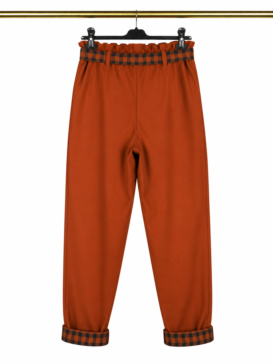 Pantalon orange à détails carreaux 🎀