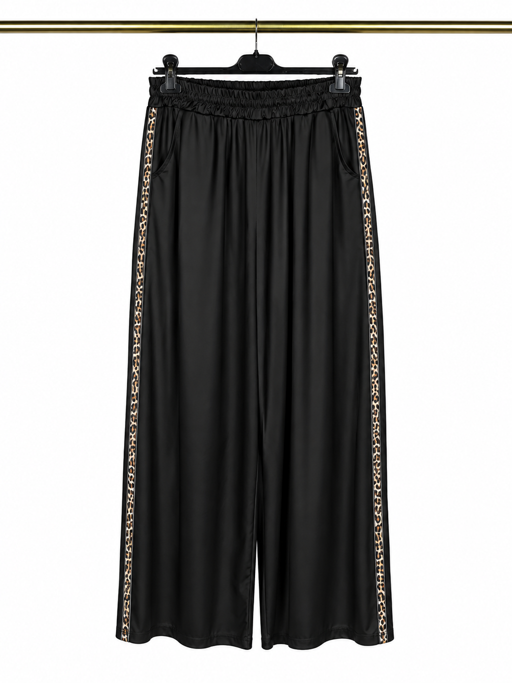 Pantalon noir fluide à bandes léopard 🖤🐆