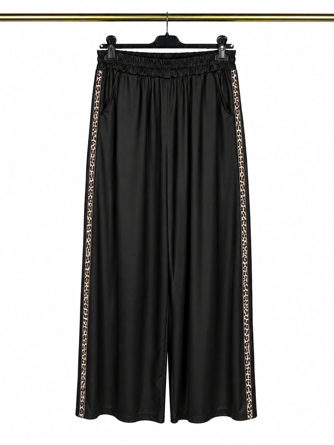 Pantalon noir fluide à bandes léopard 🖤🐆